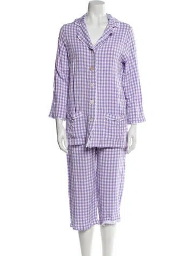 Pre-owned Sleeper Plaid Print Set In Purple