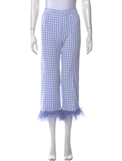 Pre-owned Sleeper Plaid Print Wide Leg Pants In Blue