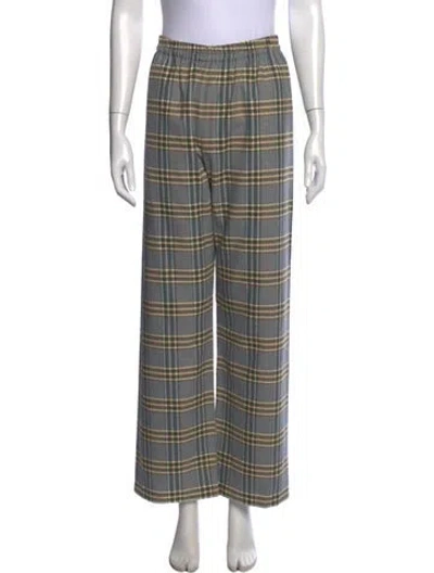 Pre-owned Sleeper Plaid Print Wide Leg Pants In Multi