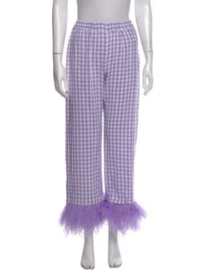 Pre-owned Sleeper Plaid Print Wide Leg Pants In Purple
