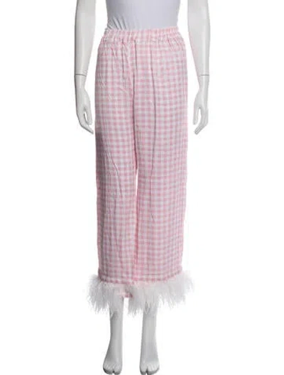 Pre-owned Sleeper Plaid Print Wide Leg Pants W/ Tags In Pink