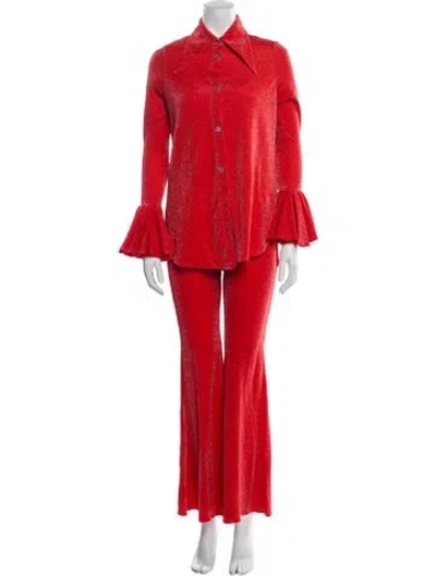 Pre-owned Sleeper Pleated Accents Pant Set In Orange