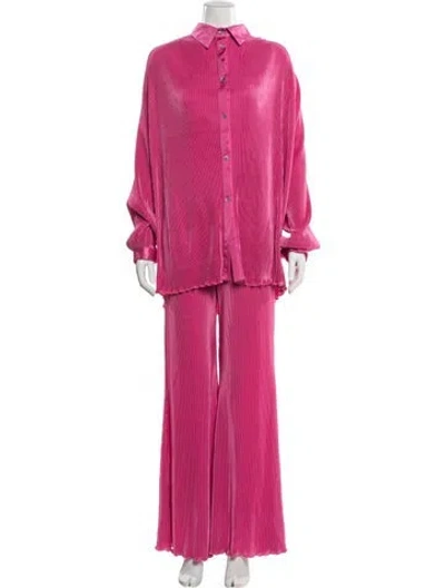 Pre-owned Sleeper Pleated Accents Pant Set In Pink