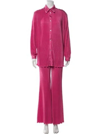 Pre-owned Sleeper Pleated Accents Pant Set In Pink