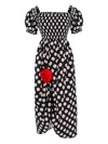Sleeper Polka-dot Midi Dress In Black