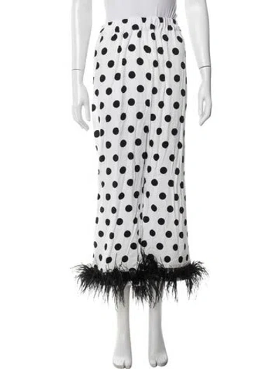 Pre-owned Sleeper Polka Dot Print Feather Trim Pajamas In White