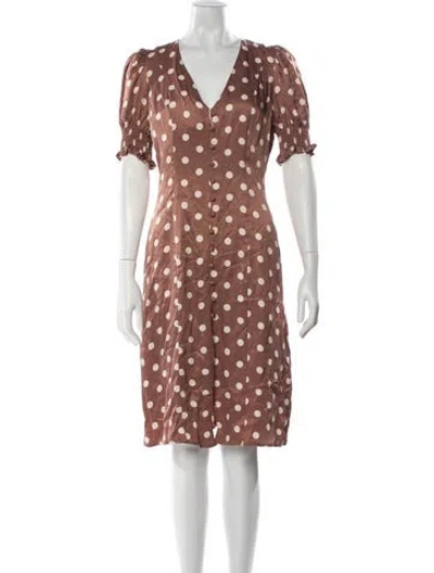 Pre-owned Sleeper Polka Dot Print Knee-length Dress In Pink