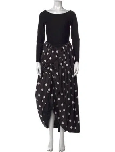 Pre-owned Sleeper Polka Dot Print Long Dress In Black