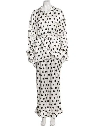 Pre-owned Sleeper Polka Dot Print Lounge Set In White