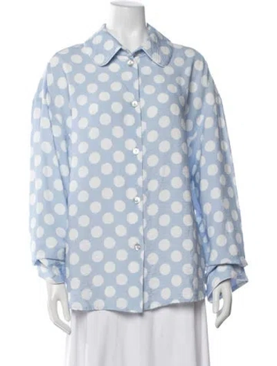 Pre-owned Sleeper Polka Dot Print Pajamas In Blue