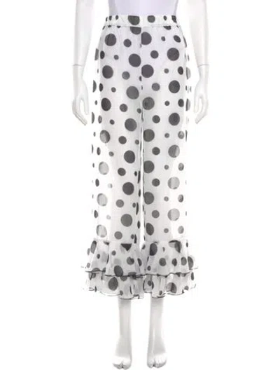 Pre-owned Sleeper Polka Dot Print Wide Leg Pants W/ Tags In White