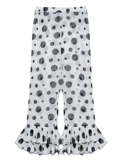 Sleeper Polka-dot Ruffled Trousers In White