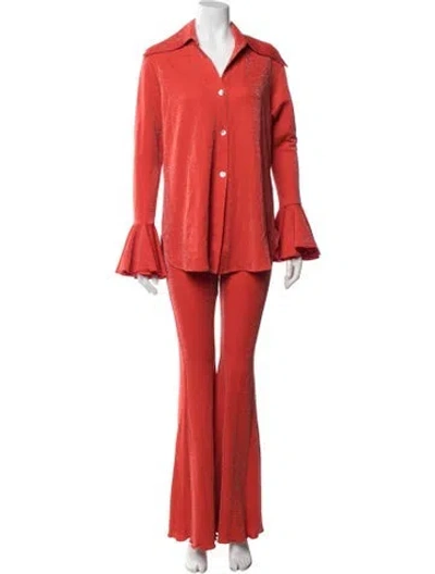 Pre-owned Sleeper Printed Glitter Accents Pant Set W/ Tags In Orange