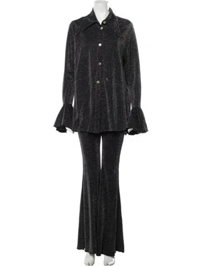 Pre-owned Sleeper Printed Glitter Accents Pantsuit In Black