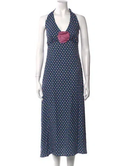 Pre-owned Sleeper Printed Long Dress W/ Tags In Multi