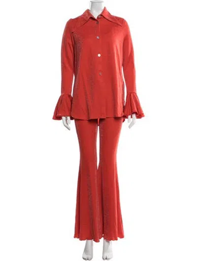 Pre-owned Sleeper Printed Pant Set In Orange