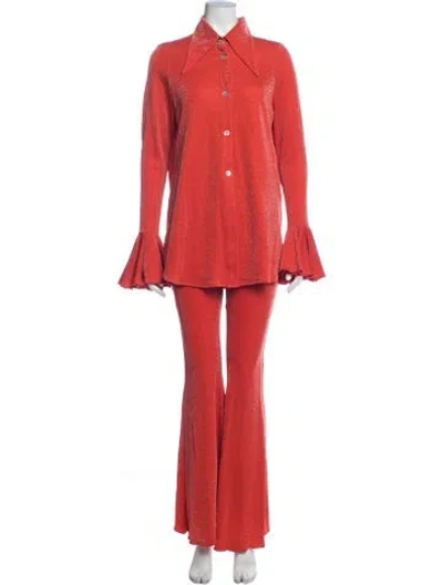 Pre-owned Sleeper Printed Pant Set In Red