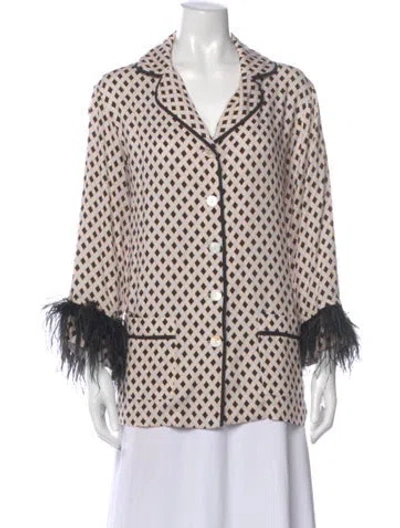 Pre-owned Sleeper Printed Top In Neutral