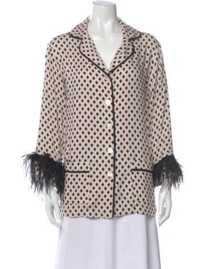Pre-owned Sleeper Printed Top In Neutrals