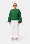 Sleeper Puffer Jacket In Green With Pearl Details In Green