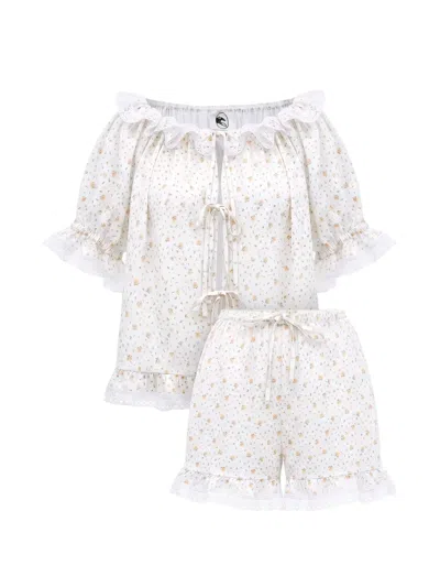 Sleeper Romantica Floral-print Pajamas In White