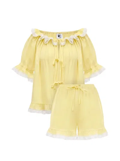 Sleeper Romantica Lace-trim Pajamas In Yellow