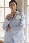 Sleeper Rose Cotton Pajama Set In Blue