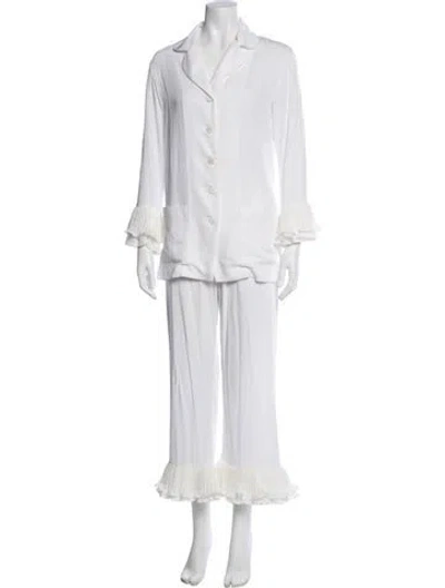 Pre-owned Sleeper Ruffle Embellishment Pajamas In White