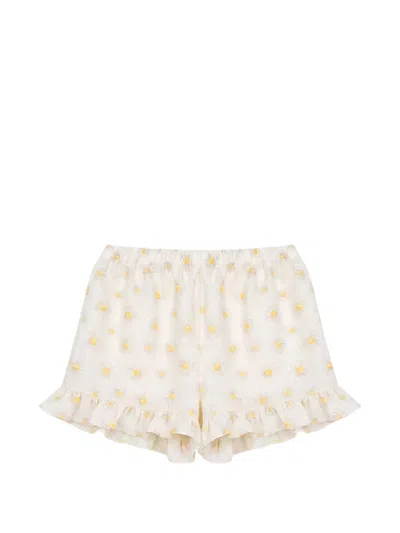 Sleeper Ruffled Floral-print Shorts In Neutral