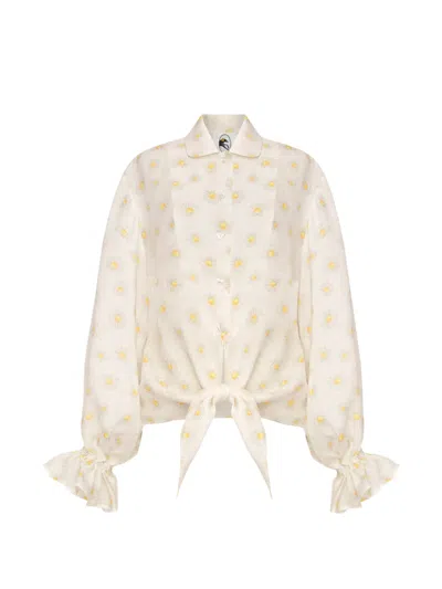 Sleeper Rumba Linen Loungewear Shirt In Multi