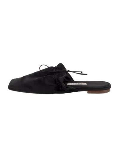 Pre-owned Sleeper Satin Mules In Black