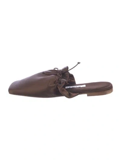 Pre-owned Sleeper Satin Mules In Brown