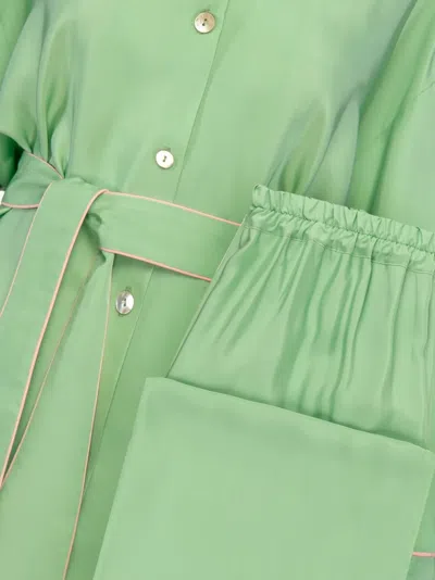 Sleeper Satin Pajama Set In Green