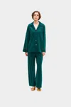 Sleeper Saturn Lurex Pajama Set In Jade