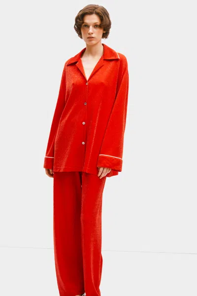 Sleeper Saturn Lurex Pajama Set In Red