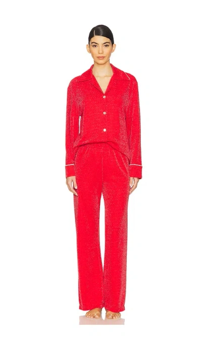 Sleeper Saturn Lurex Pajama Set In Red
