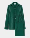 Sleeper Saturn Shimmer Contrast-trim Pajama Set In Green