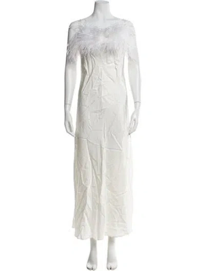 Pre-owned Sleeper Scoop Neck Long Dress In White