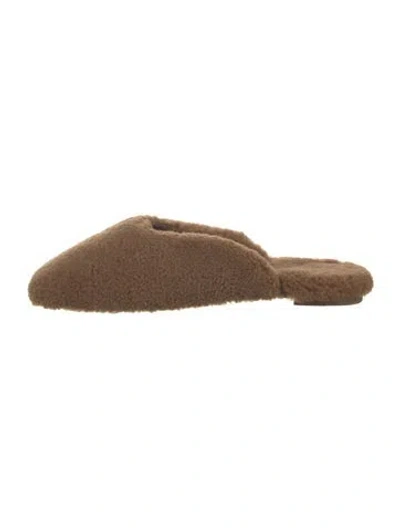 Pre-owned Sleeper Shearling Fur Trim Slippers In Brown