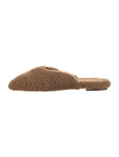 Pre-owned Sleeper Shearling Fur Trim Slippers W/ Tags In Neutrals