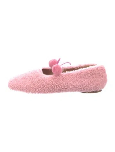 Pre-owned Sleeper Shearling Pom-pom Embellishments Slippers W/ Tags In Pink