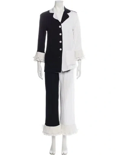 Pre-owned Sleeper Silk Colorblock Pattern Pajamas In Black/white