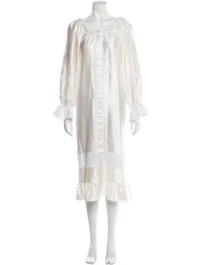 Pre-owned Sleeper Silk Lace Pattern Nightgown In Neutrals