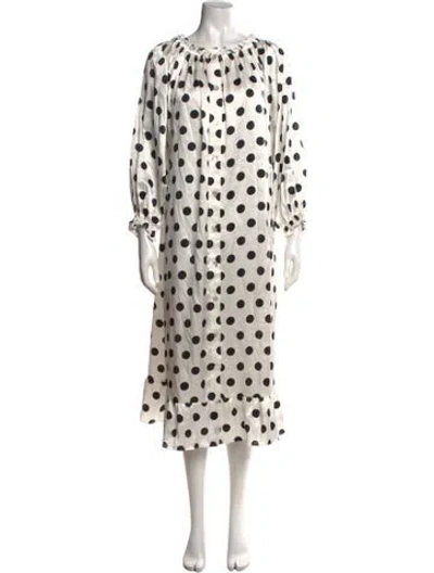 Pre-owned Sleeper Silk Long Dress In White
