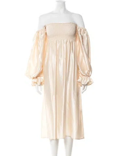 Pre-owned Sleeper Silk Midi Length Dress In Neutrals