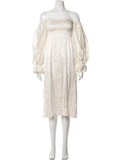 Pre-owned Sleeper Silk Midi Length Dress In Neutrals