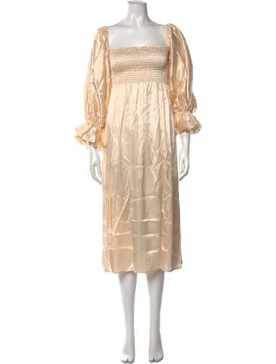 Pre-owned Sleeper Silk Midi Length Dress W/ Tags In Neutrals