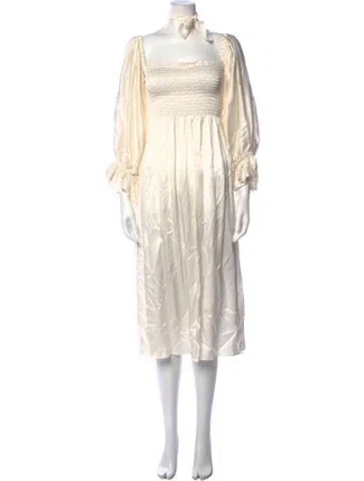 Pre-owned Sleeper Silk Midi Length Dress W/ Tags In Neutrals