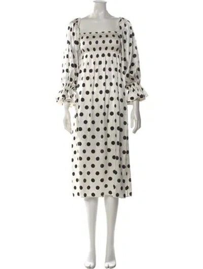Pre-owned Sleeper Silk Midi Length Dress W/ Tags In White