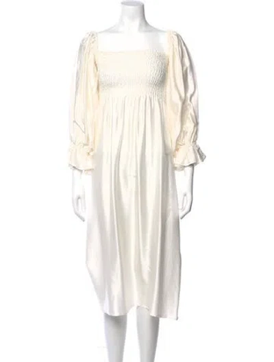 Pre-owned Sleeper Silk Midi Length Dress In White